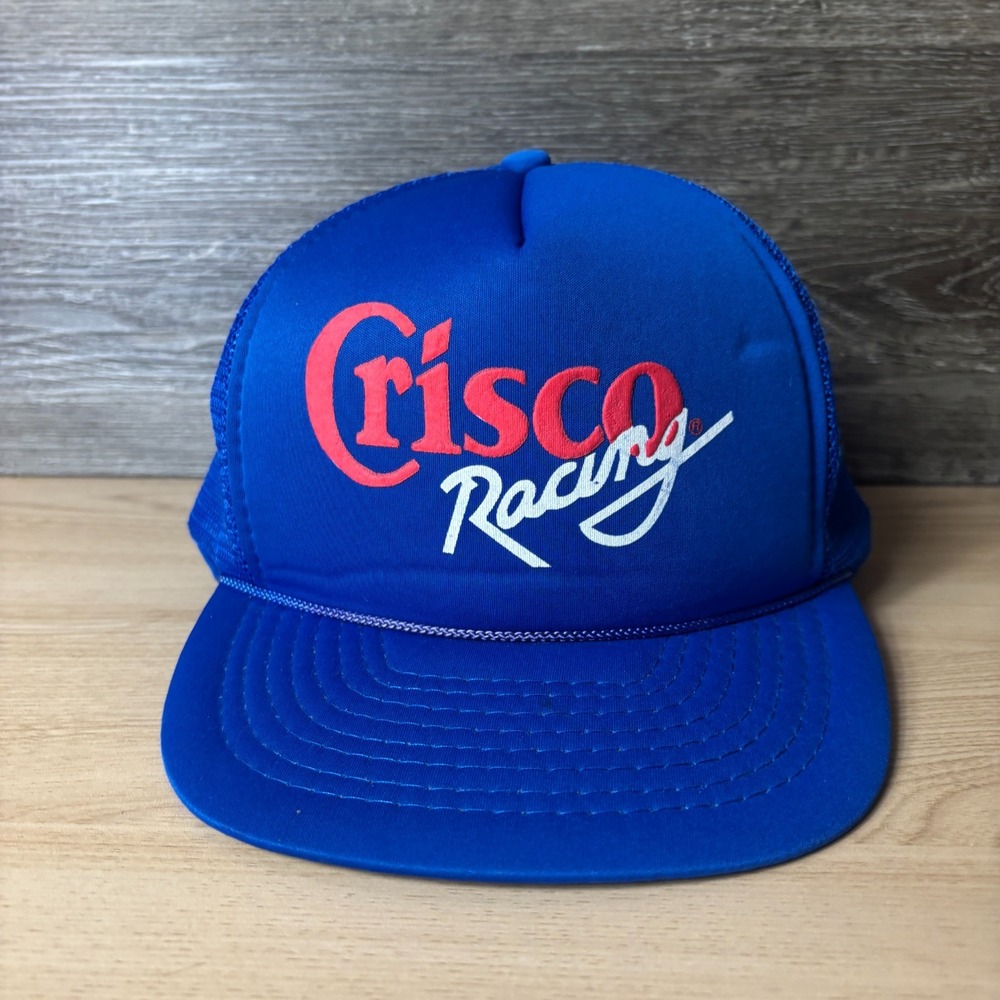 Vintage Crisco Hat Cap Snap Back Blue Trucker Racing Adjustable